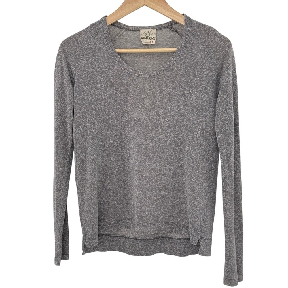 Gravel & Gold California Womens Gray Heathered Raglan Long Sleeve Scoop Neck‎ 1